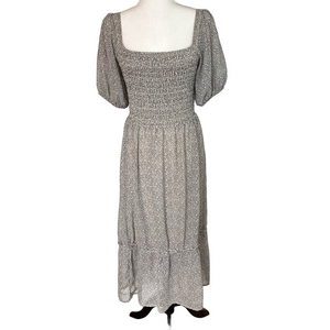 Sienna Sky Smocked Dress Medium Cottagecore Milkmaid Puff Sleeves Tiered